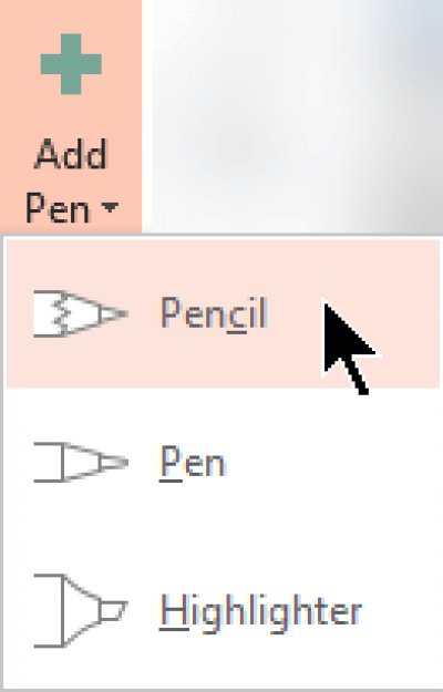 Subskrybenci Office 365 mogą rysować atramentem za pomocą trzech różnych tekstur: ołówka, długopisu lub zakreślacza